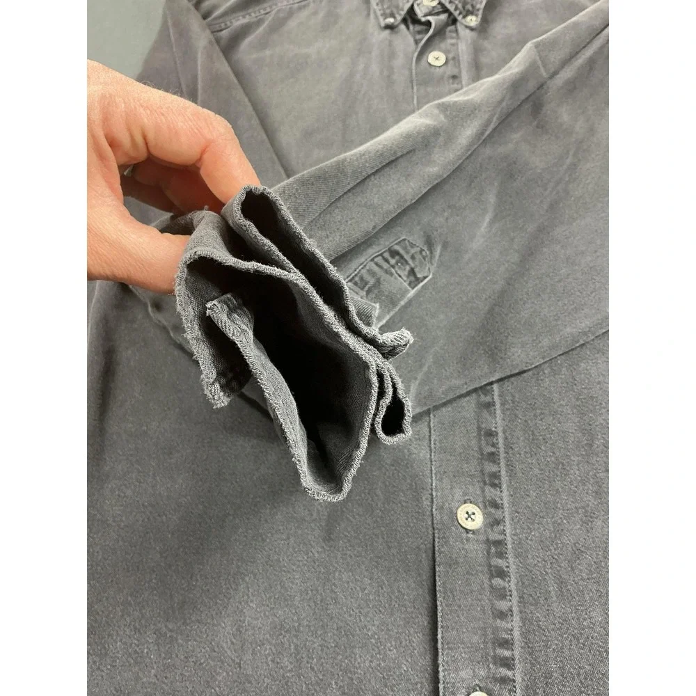 Vintage Levis Shirt‎ Mens Medium Gray Denim Long Sleeve Button Down Heavy Y2K